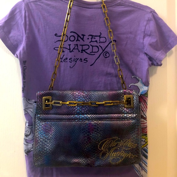 Designer Christian Audigier PVC Snakeskin Purse - Picture 8 of 14